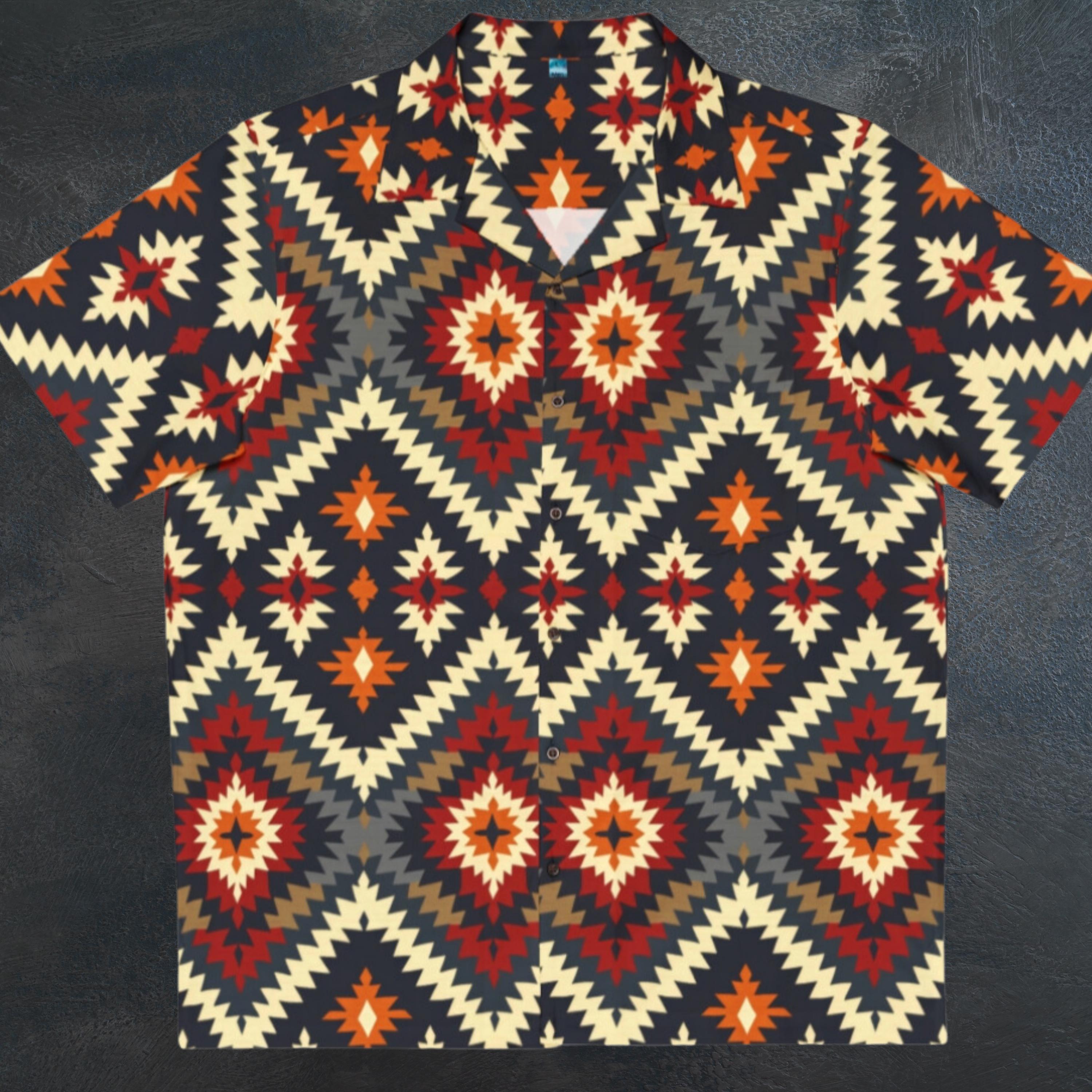 Men's Hawaiian style button up shirt Navajo collection