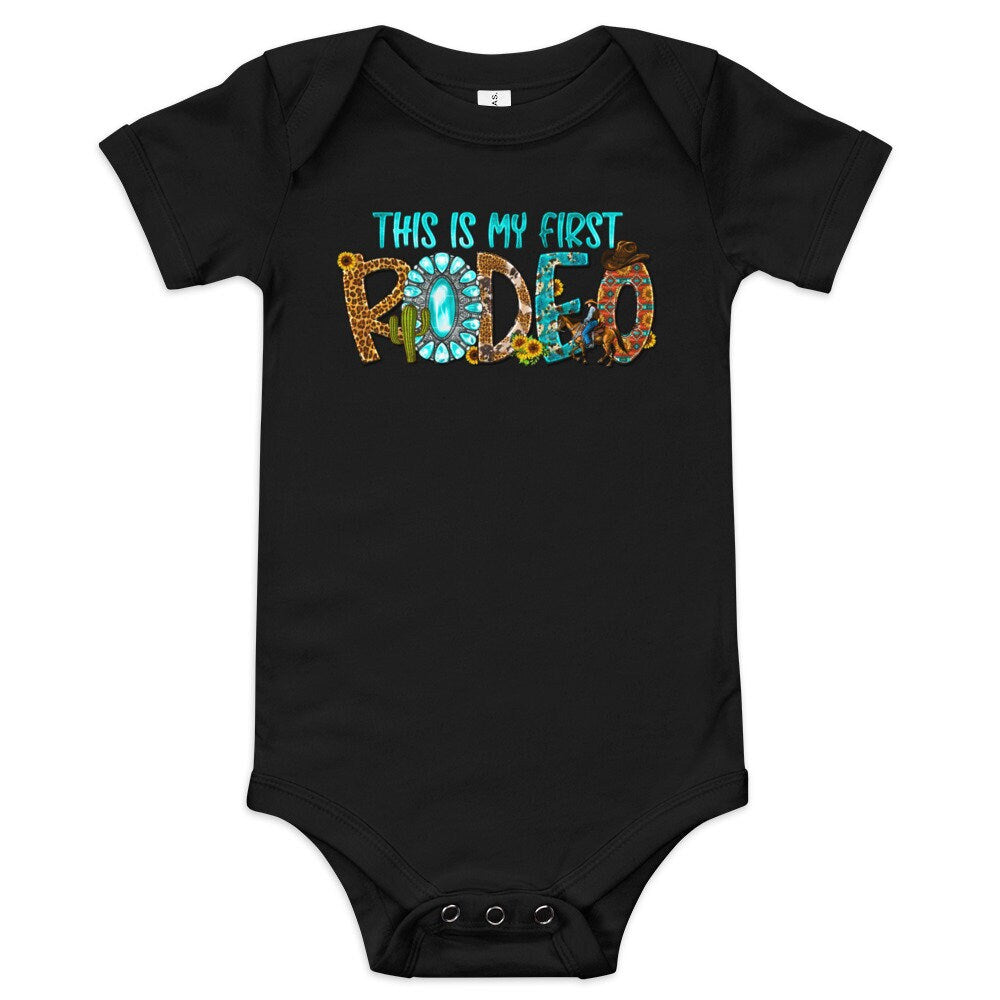 Baby short sleeve one piece First rodeo