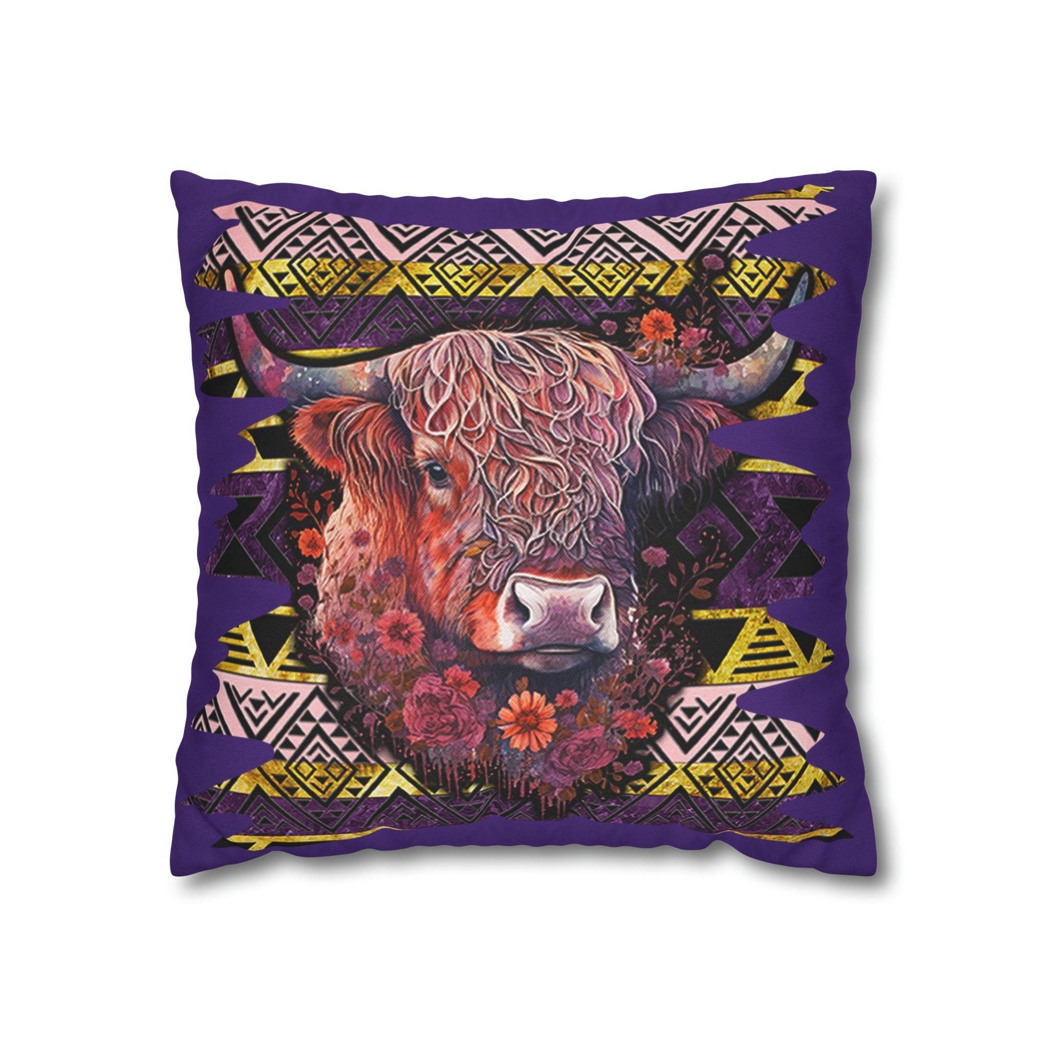 Highland Cow -Spun Polyester Square Pillow Case