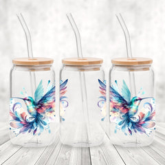 16 oz Hummingbird Glass Sipper Cup with Elegant, Durable Design for Everyday Use