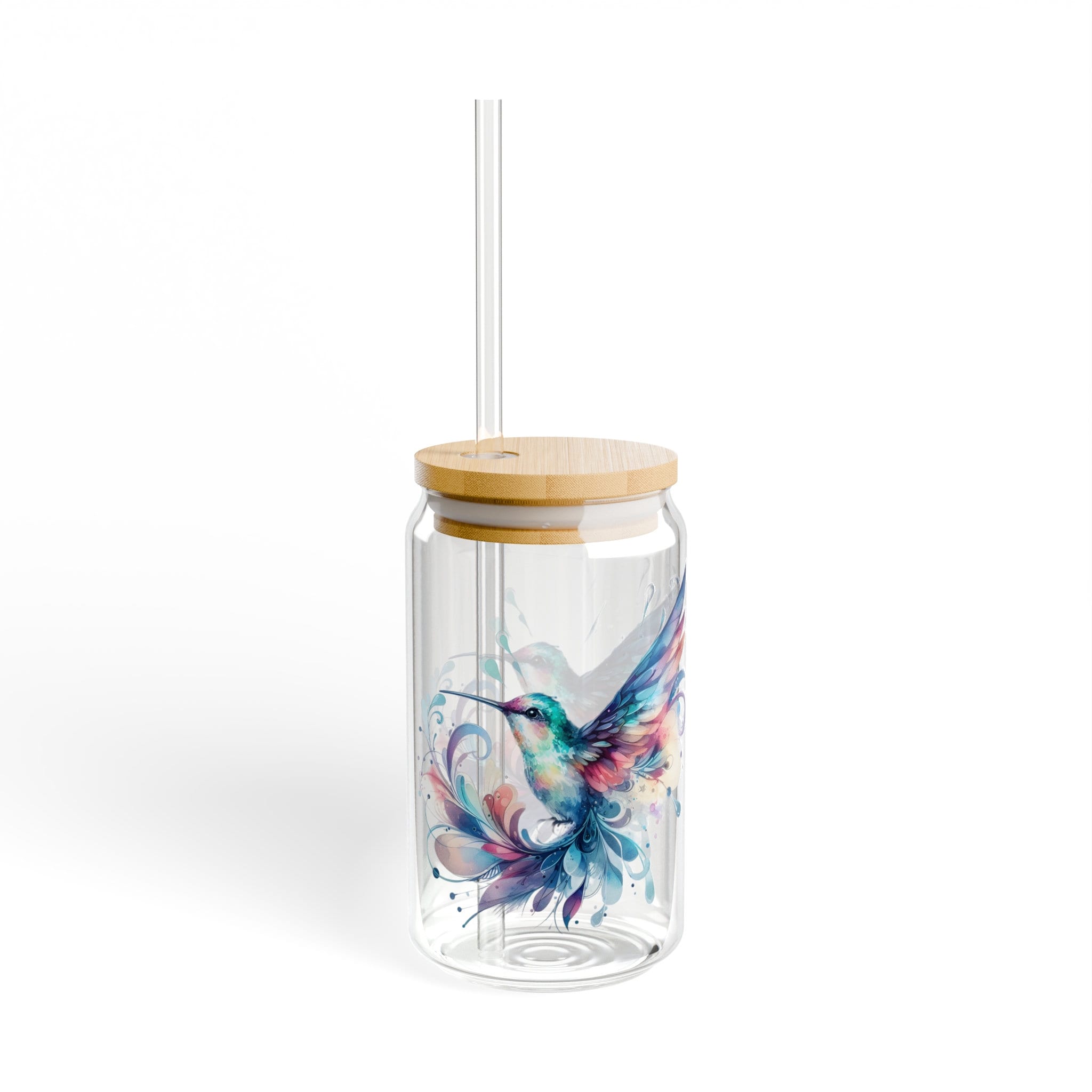 16 oz Hummingbird Glass Sipper Cup with Elegant, Durable Design for Everyday Use