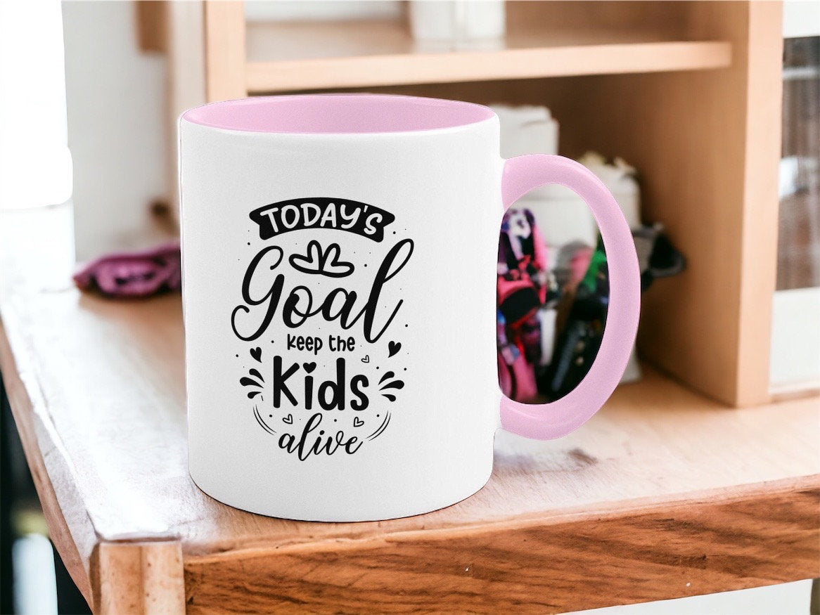 Goal Setting Accent Mugs, 11oz | Keep Kids Alive | New Mom Gift | Baby Shower GIft | Child Safety Awareness