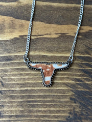 Faux Brown & White Cowhide Pendant Necklace | Western Jewelry | Cowgirl Accessories | Coastal Cowgirl | Rodeo Accessories