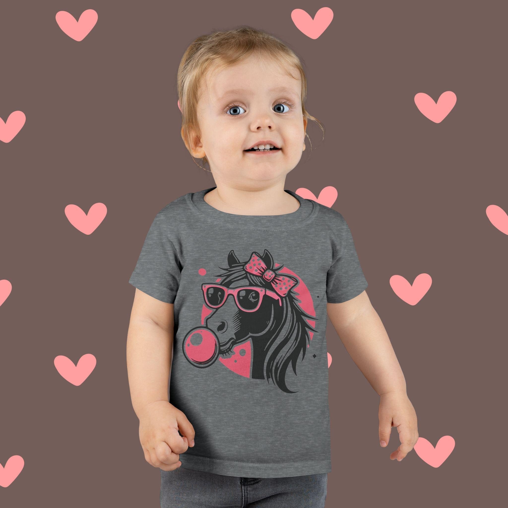 Funny Horse Bubble Gum Toddler T-Shirt, Kids Tee, Children's Shirt, Animal Lover Gift, Cute Baby Tee