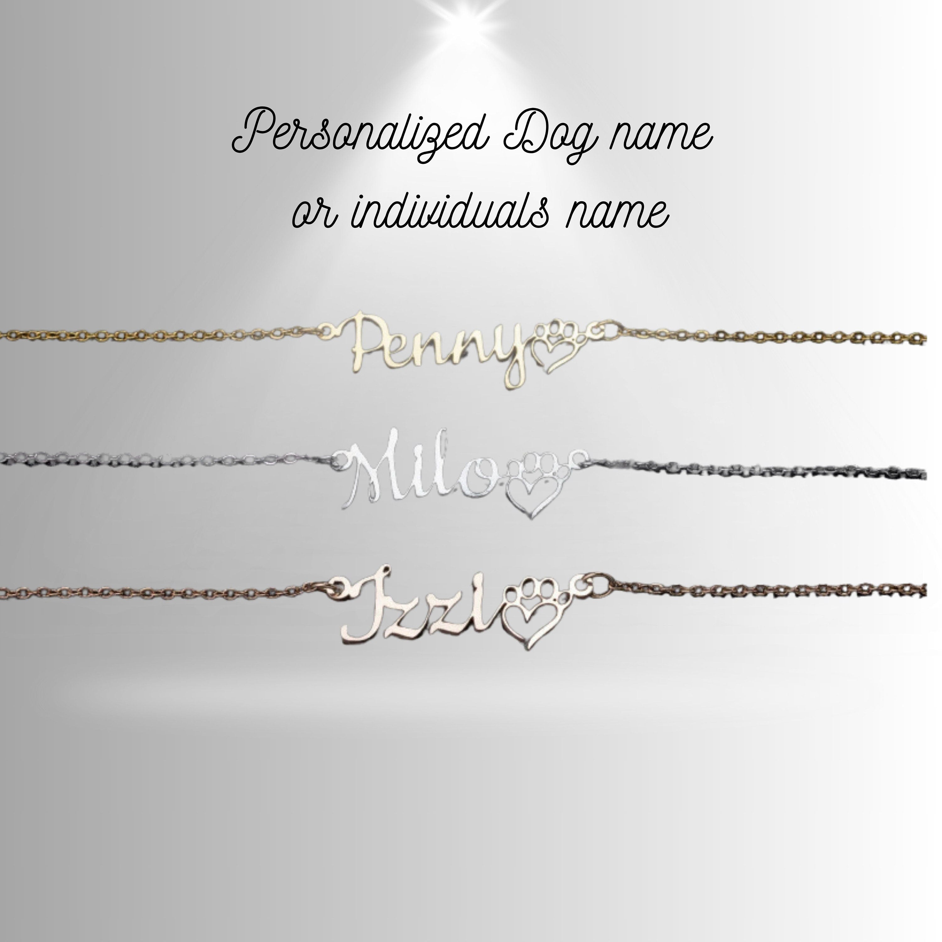 Personalized Dog Mom Name Necklace |  Dog Paw necklace | Pet Name Necklace | Dog Lover Gift