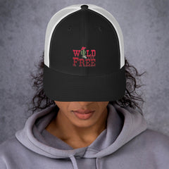 Wild and Free Embroidered Trucker Cap for women