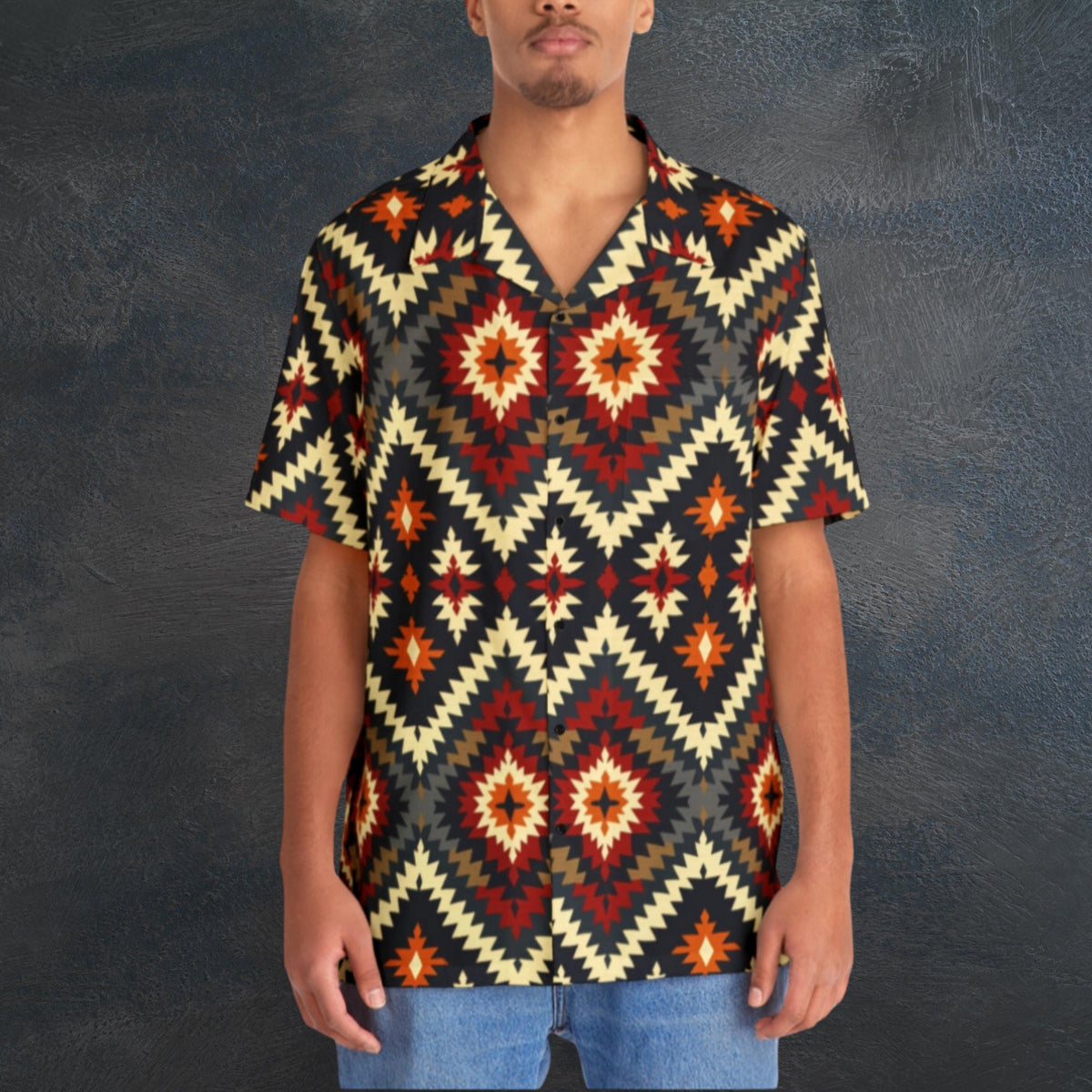 Men's Hawaiian style button up shirt Navajo collection