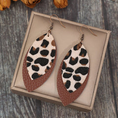 Leaf Shape Leather Dangle Earrings