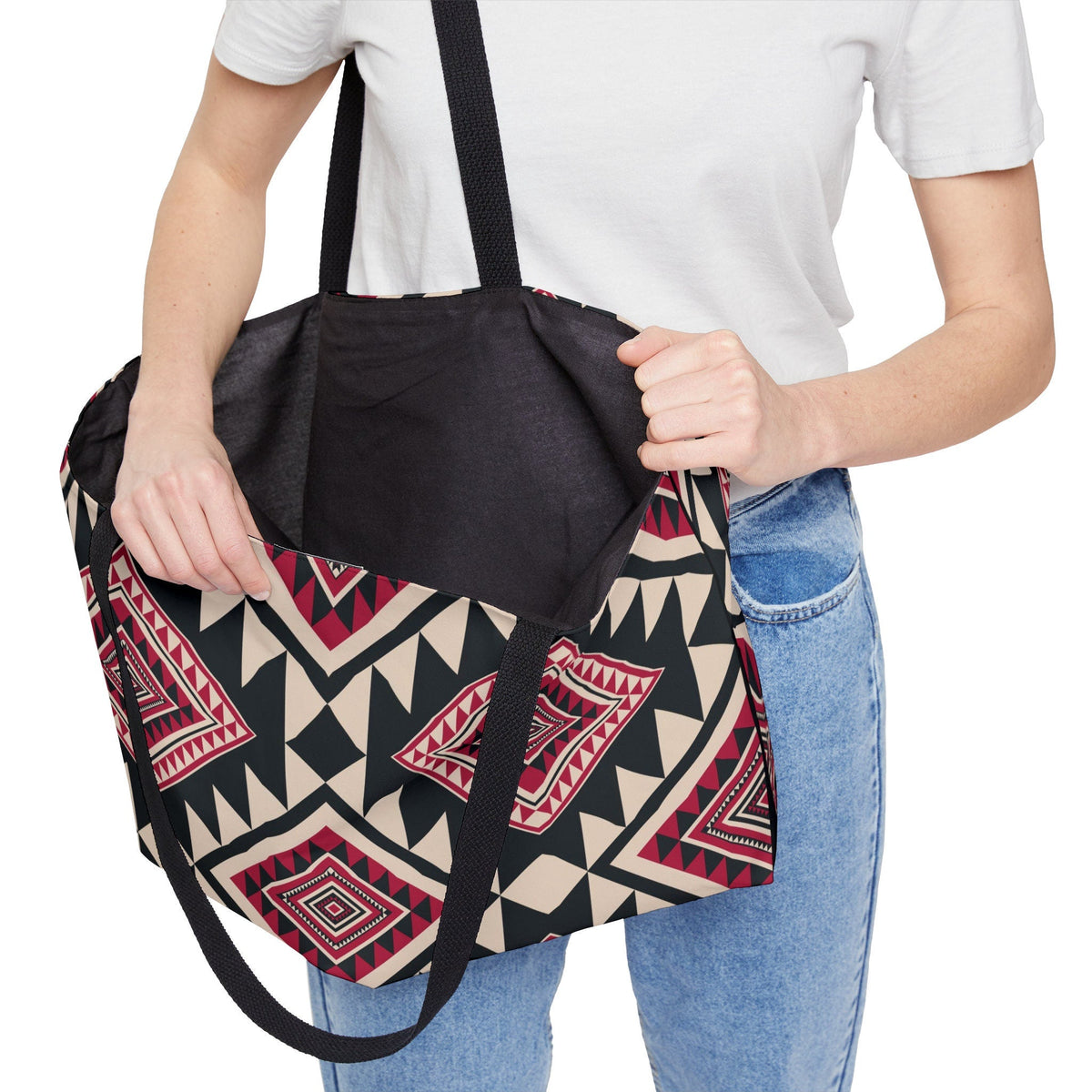 Red Aztec Weekender Tote Bag