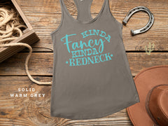 Women's Funny Graphic Tank Top, Kinda Fancy Kinda Redneck Shirt, Racerback Sleeveless Tee, Country Girl Gift, Redneck Humor