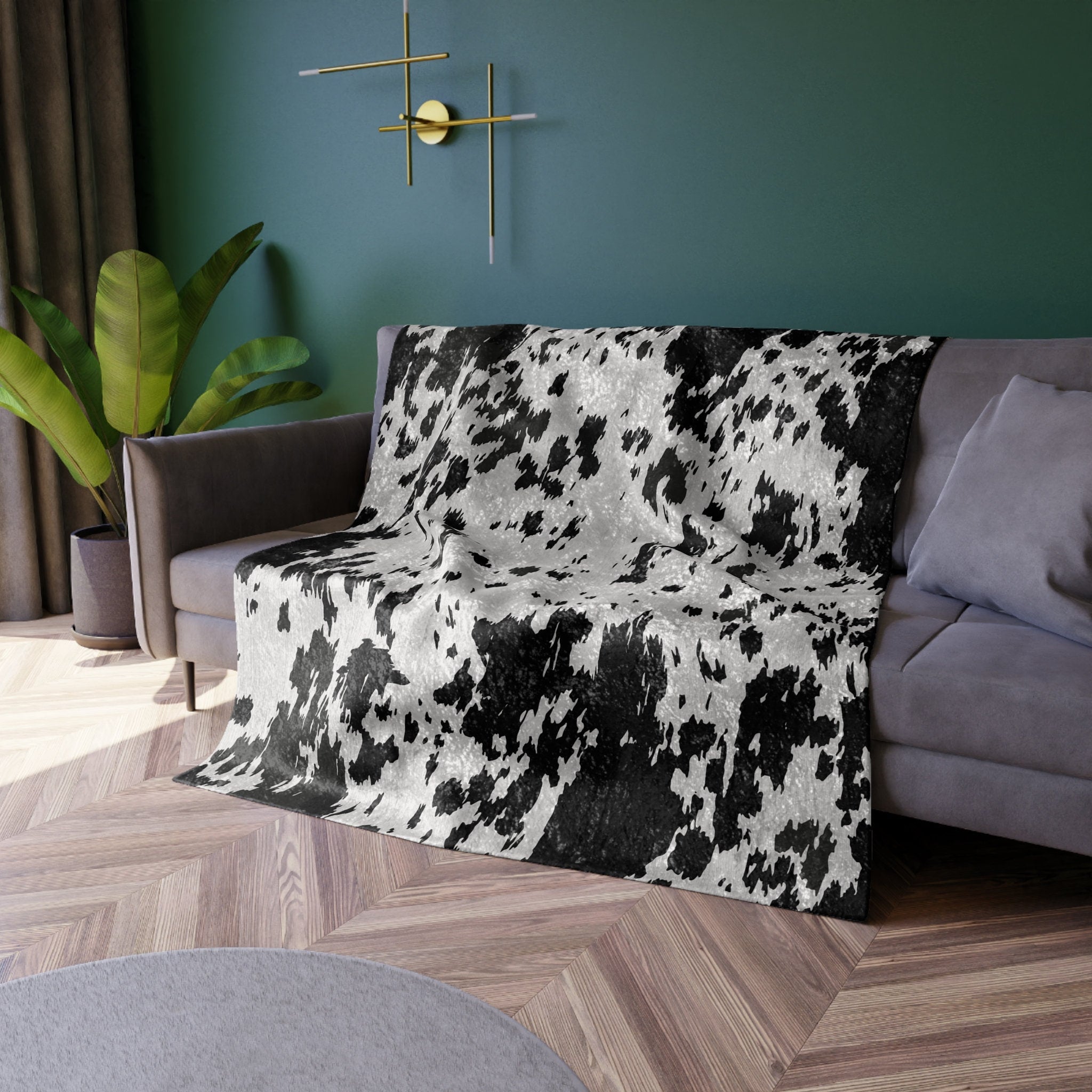 Cowhide print Crushed Velvet Blanket