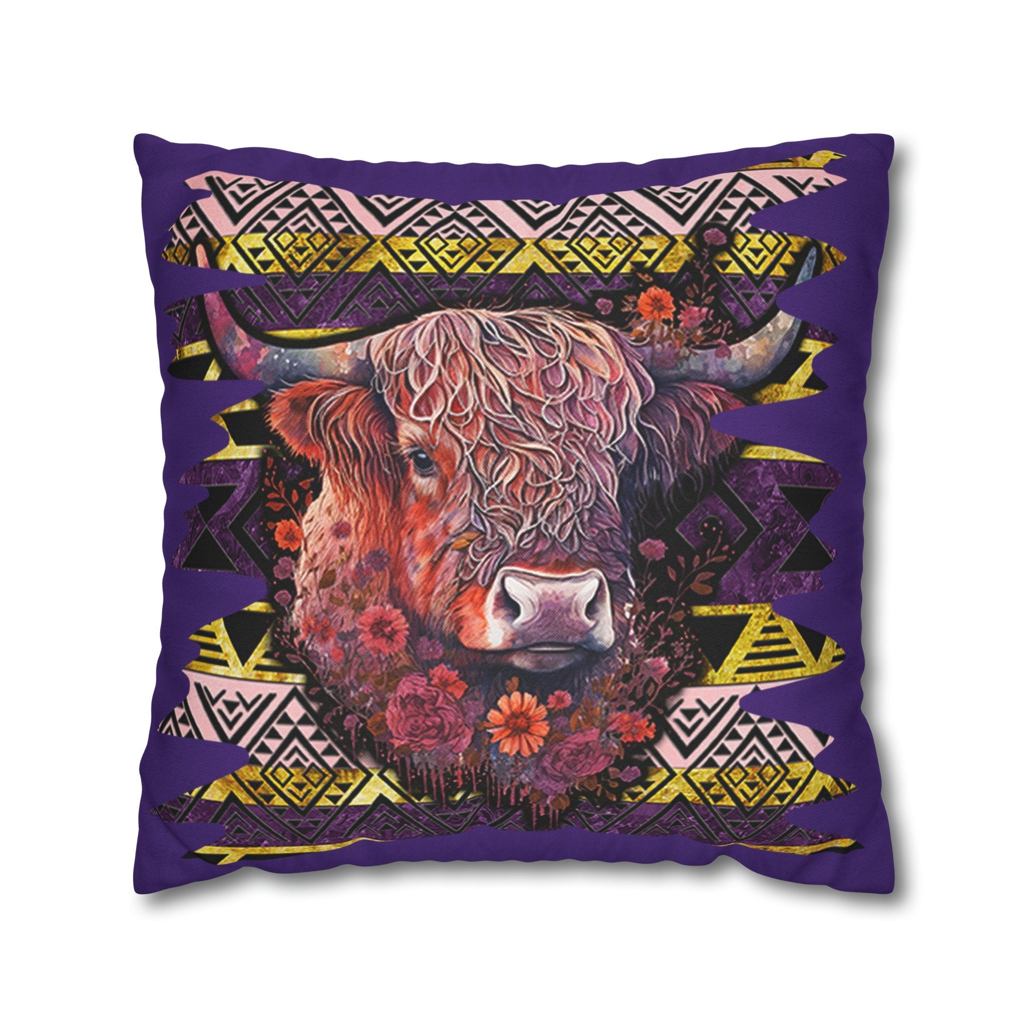 Highland Cow -Spun Polyester Square Pillow Case