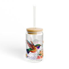 Elegant Hummingbird Design - 16 oz Glass Cup for Nature Lovers