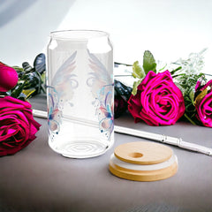 16 oz Hummingbird Glass Sipper Cup with Elegant, Durable Design for Everyday Use