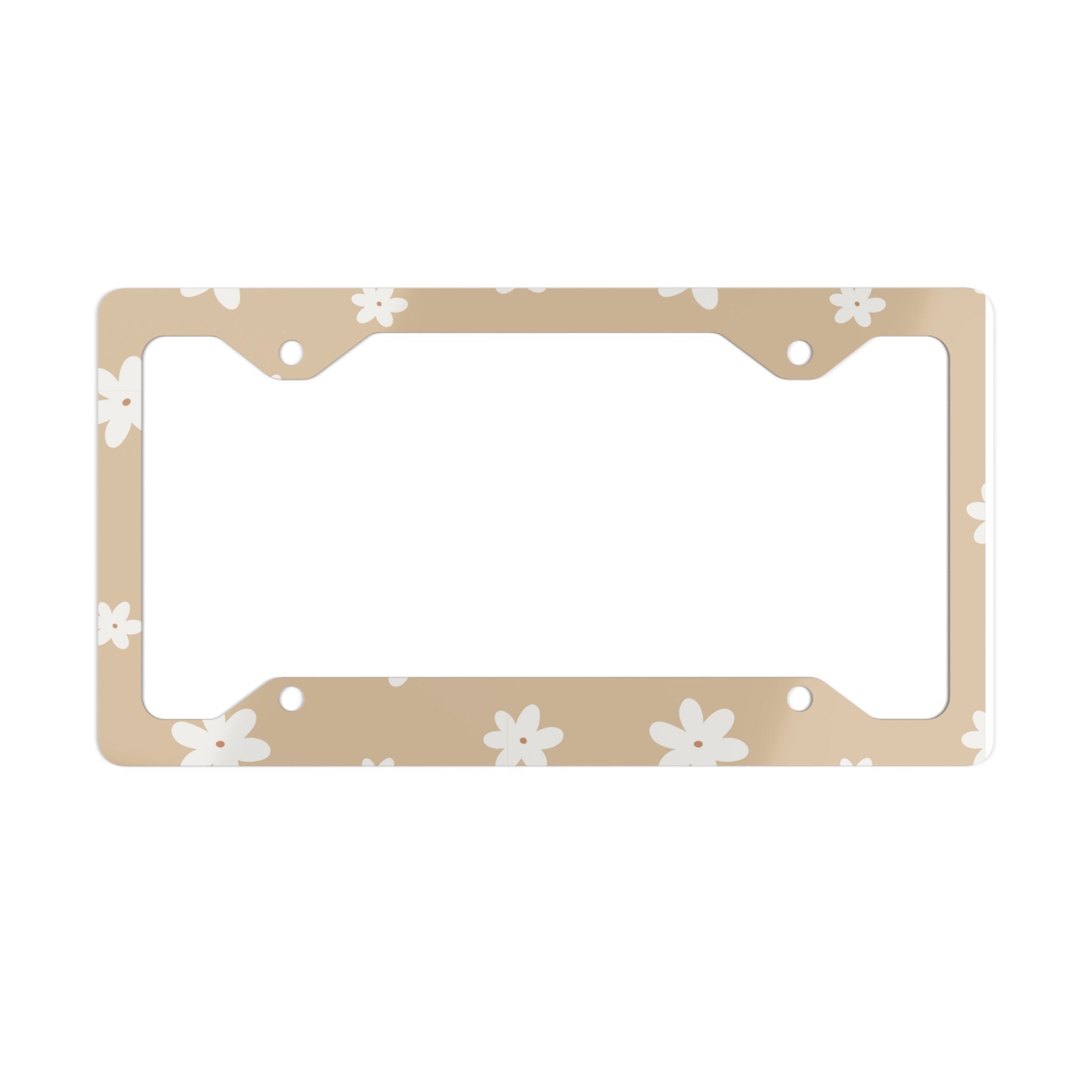 Beige Daisies | Metal License Plate Frame | Custom License Plate Cover | Custom Car Accessories | Trending Gifts | Gifts for Her | Mom Car |