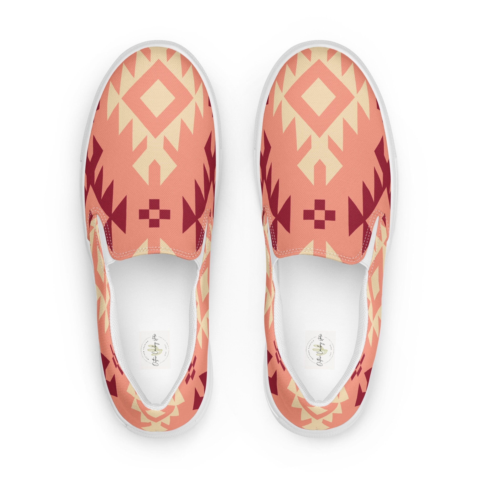 Pink Aztec - Women’s slip-on canvas shoes