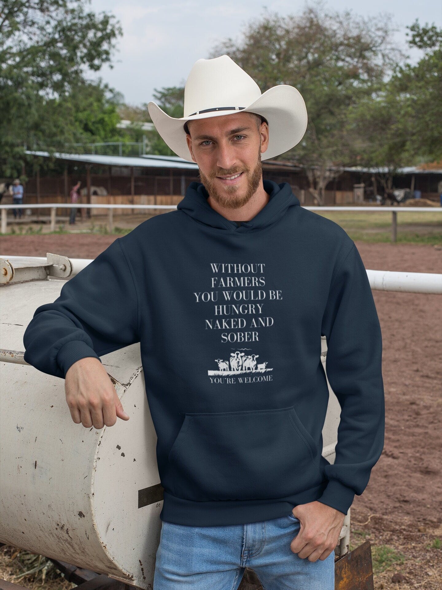 Support Farmers:  Without Farmers you'd be hungry naked and sober| No Farmers No Food Hoodie | Western Hoodie