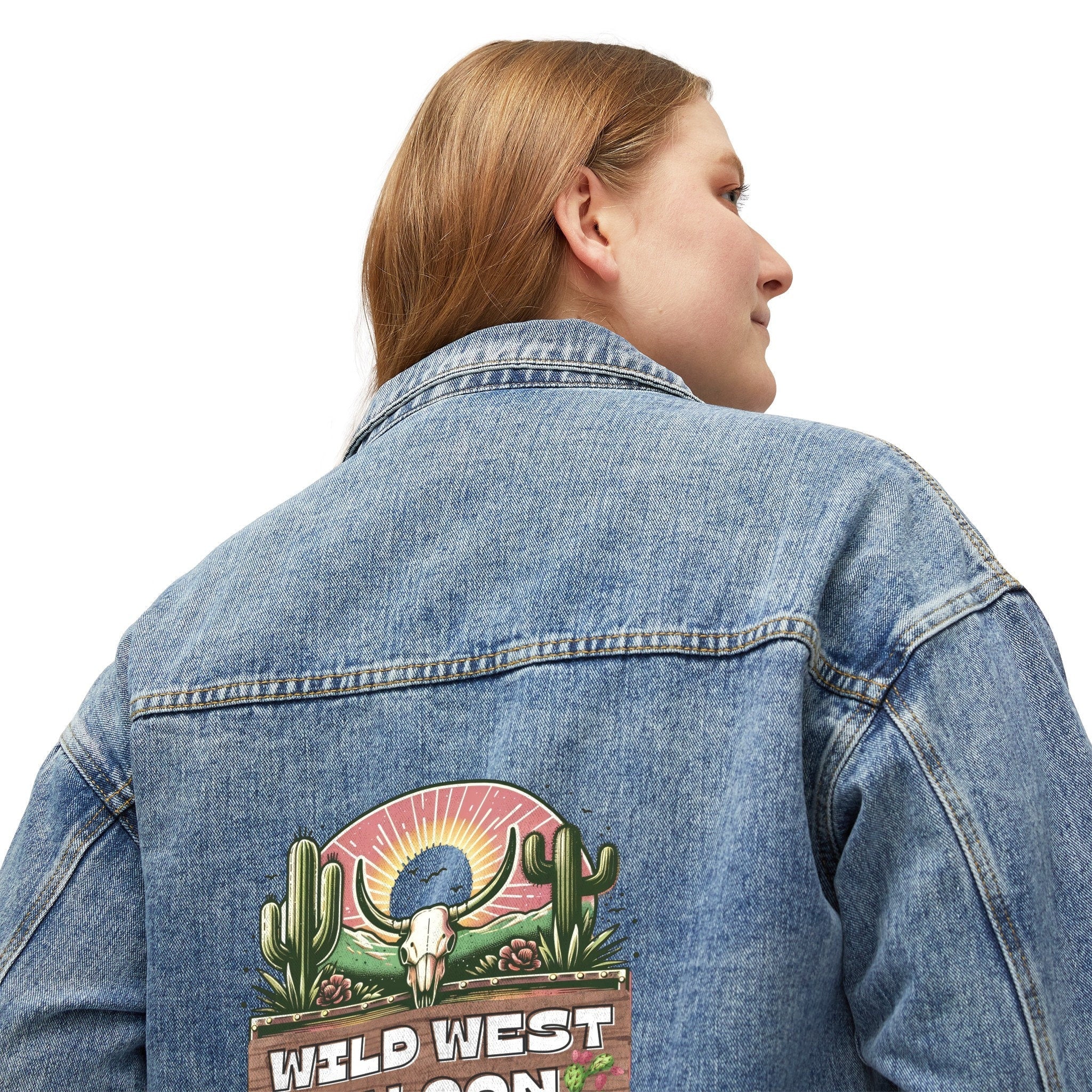 Retro Wild West Saloon Women's Denim Jacket, Cowgirl Western Jean Coat, Vintage Rodeo Outfit, Cowgirl Style