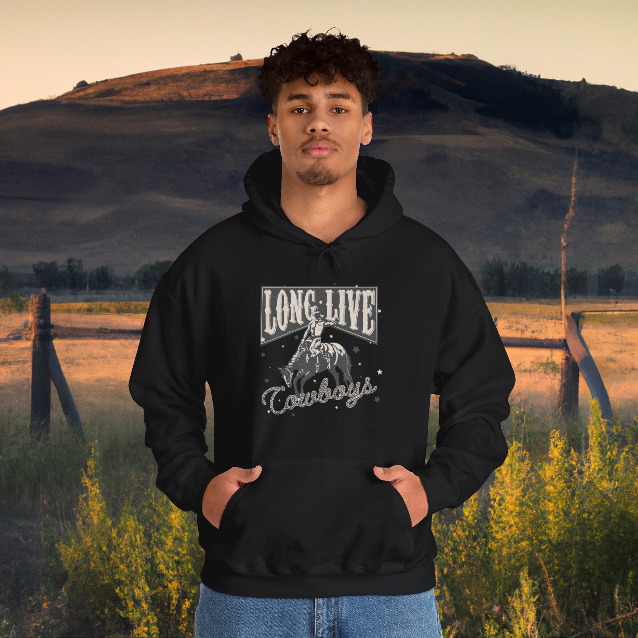 Long Live Cowboys - Unisex Western Hooded Sweatshirt