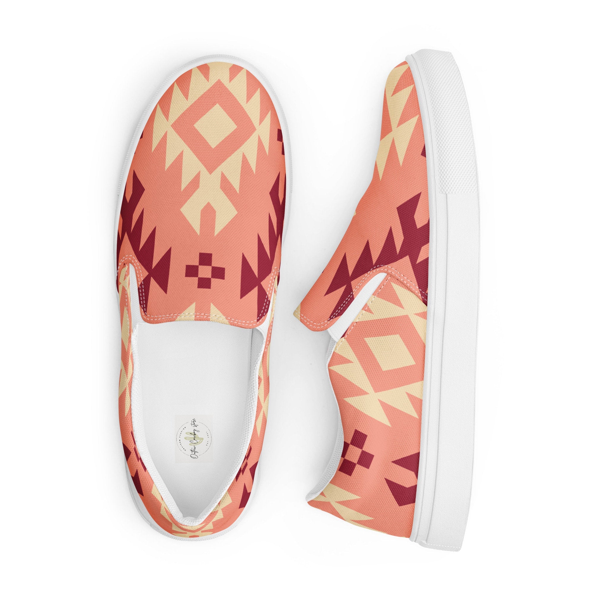 Pink Aztec - Women’s slip-on canvas shoes