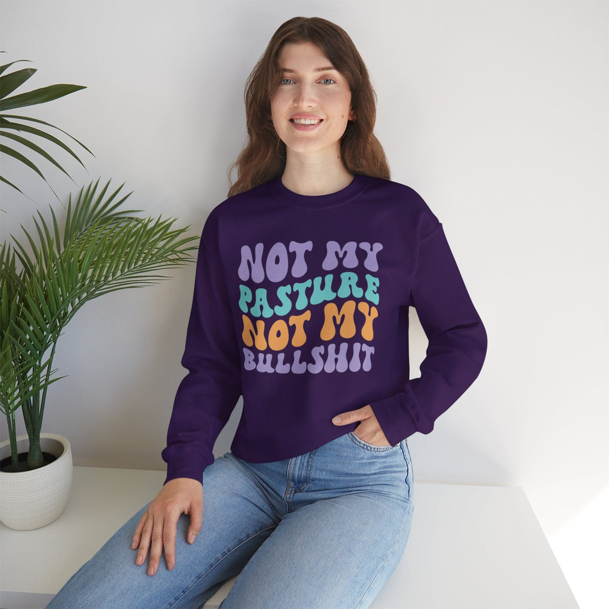 Funny and Witty 'Not my Pasture, Not my Bullshit' Hoodie - Perfect Gift for the No-Nonsense Friend! Heavy Blend™ Crewneck Sweatshirt