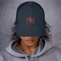 Wild and Free Embroidered Trucker Cap for women