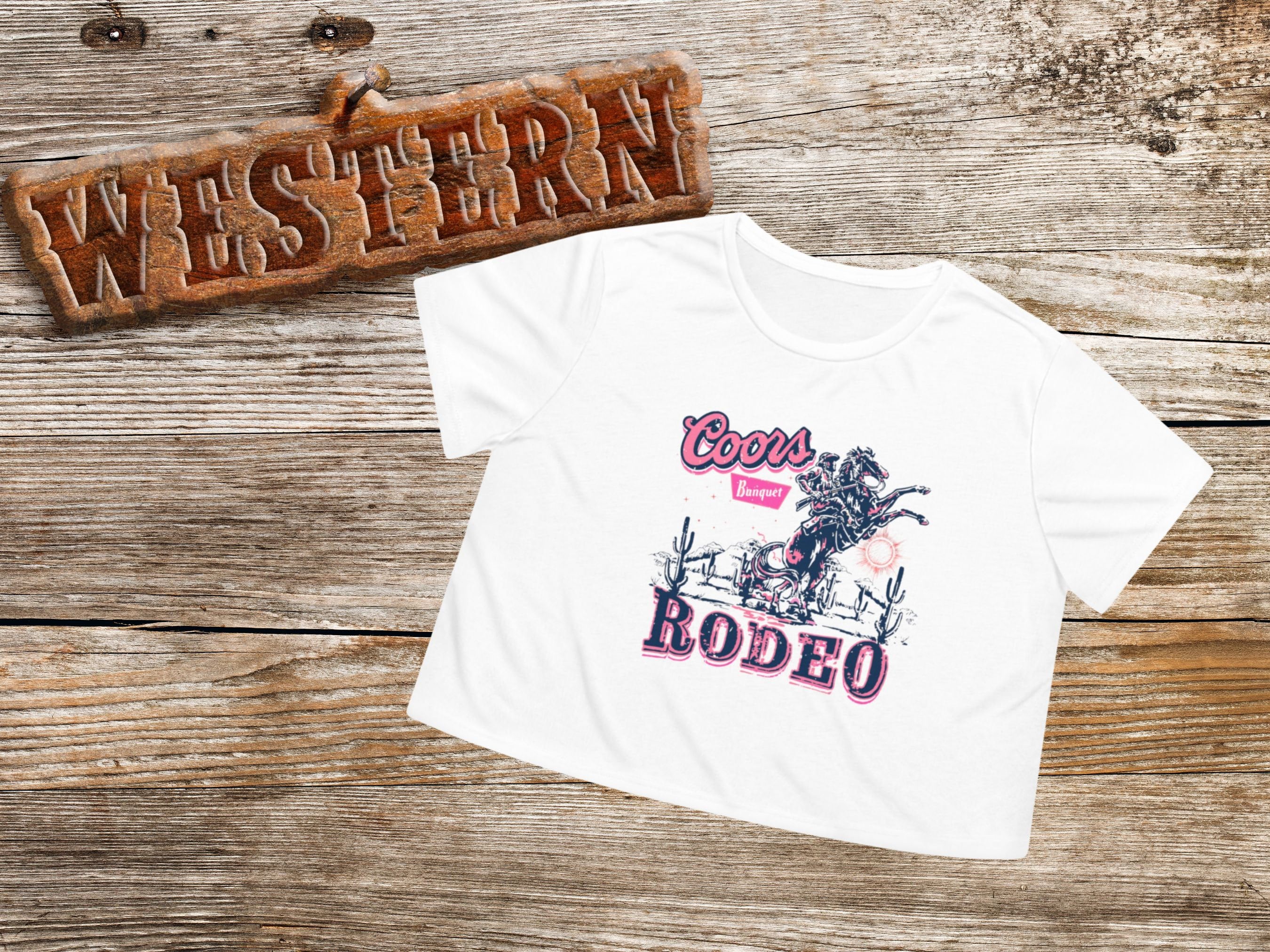 Vintage Coors Rodeo Women's Flowy Cropped T-shirt