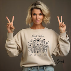 Personalized Nana's Garden Floral Sweatshirt - Ideal Grandma Gift with Grandkids Names: Unique & Sentimental