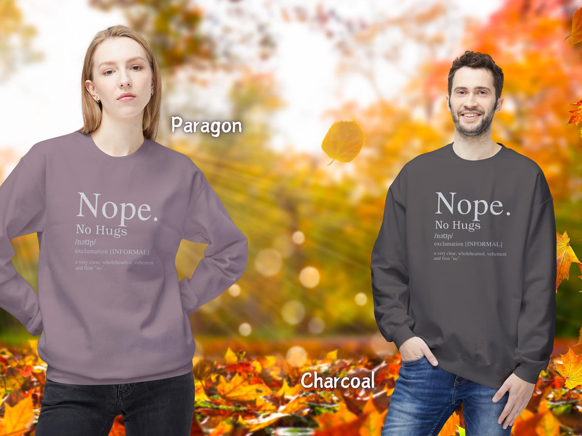 Nope No Hugs Crewneck Fundraiser Shirt for Bone Marrow Transplant Unit at Vancouver General Hospital