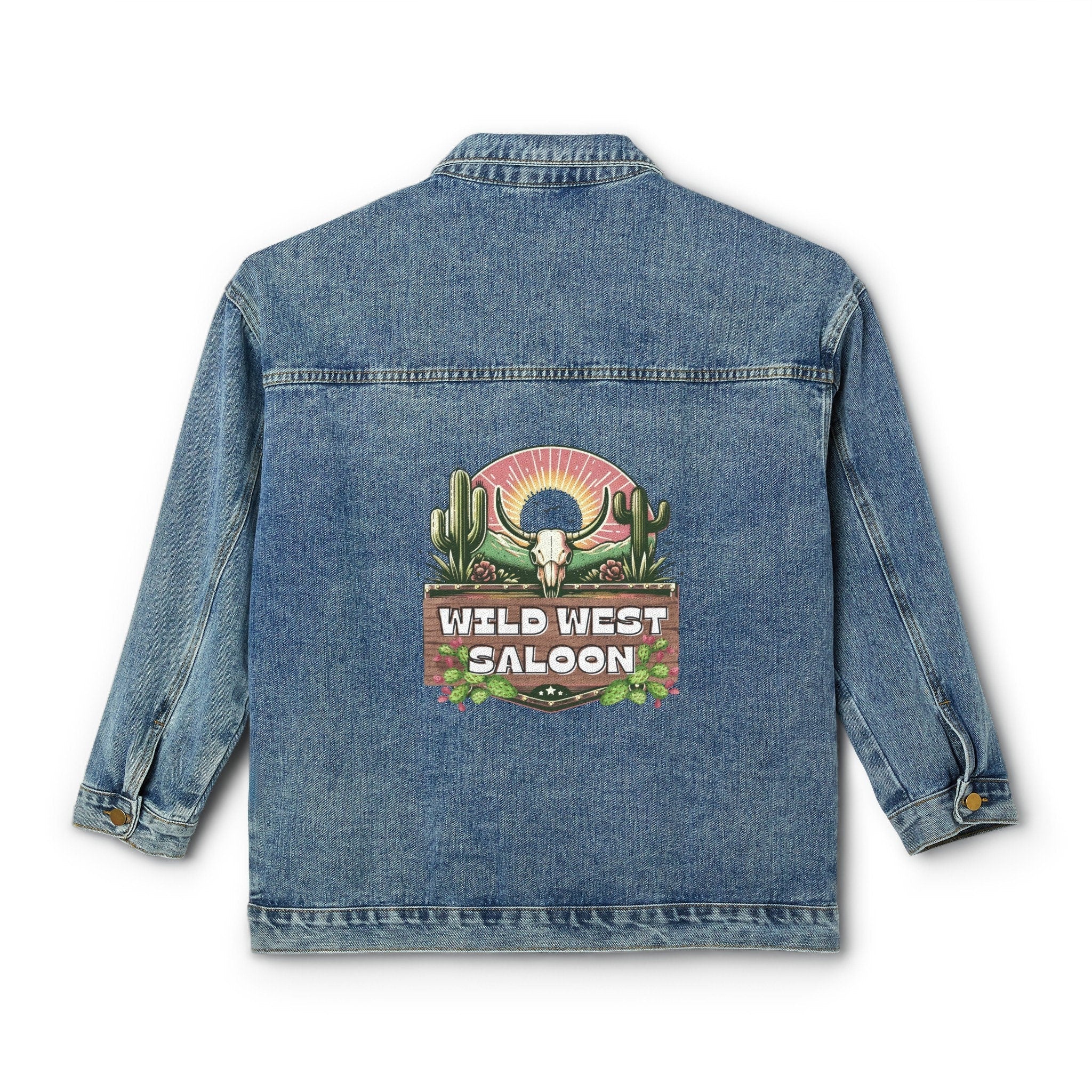 Retro Wild West Saloon Women's Denim Jacket, Cowgirl Western Jean Coat, Vintage Rodeo Outfit, Cowgirl Style