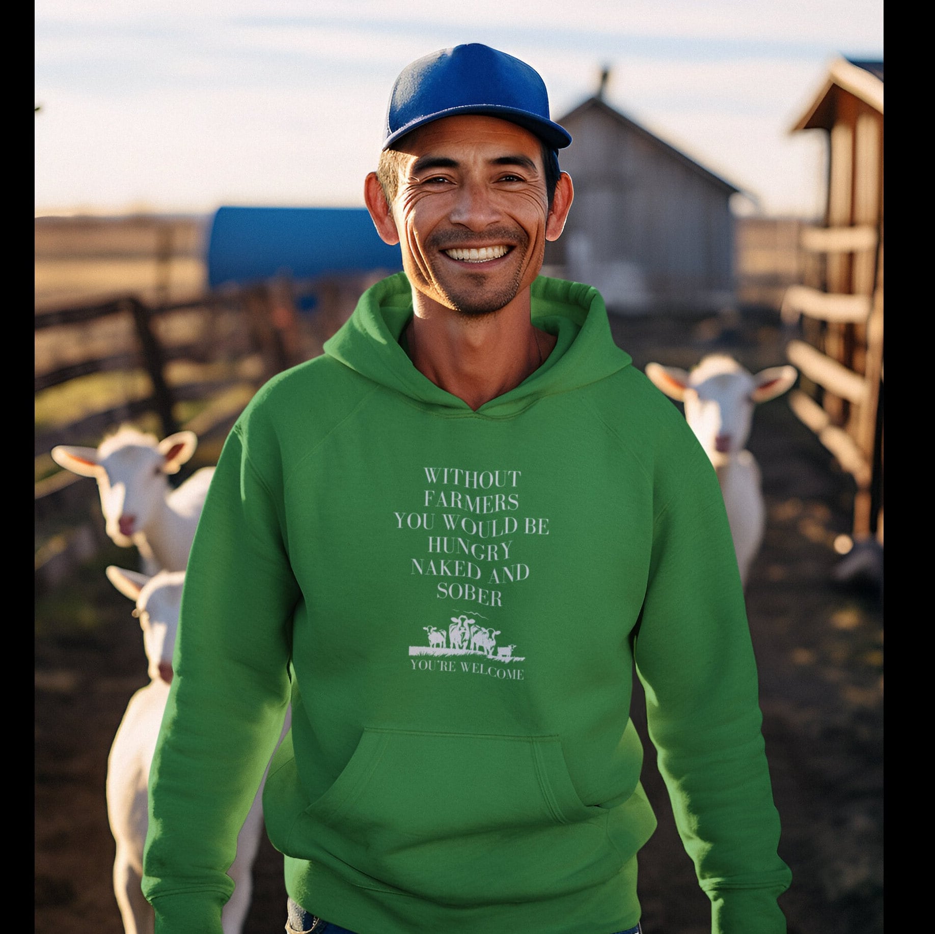 Support Farmers:  Without Farmers you'd be hungry naked and sober| No Farmers No Food Hoodie | Western Hoodie