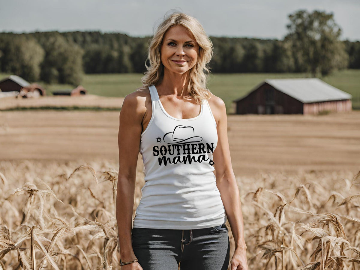 Graphic Tank Top for Mom, Southern Mama Shirt, Racerback Tank, Birthday Gift Idea, Western Fashion