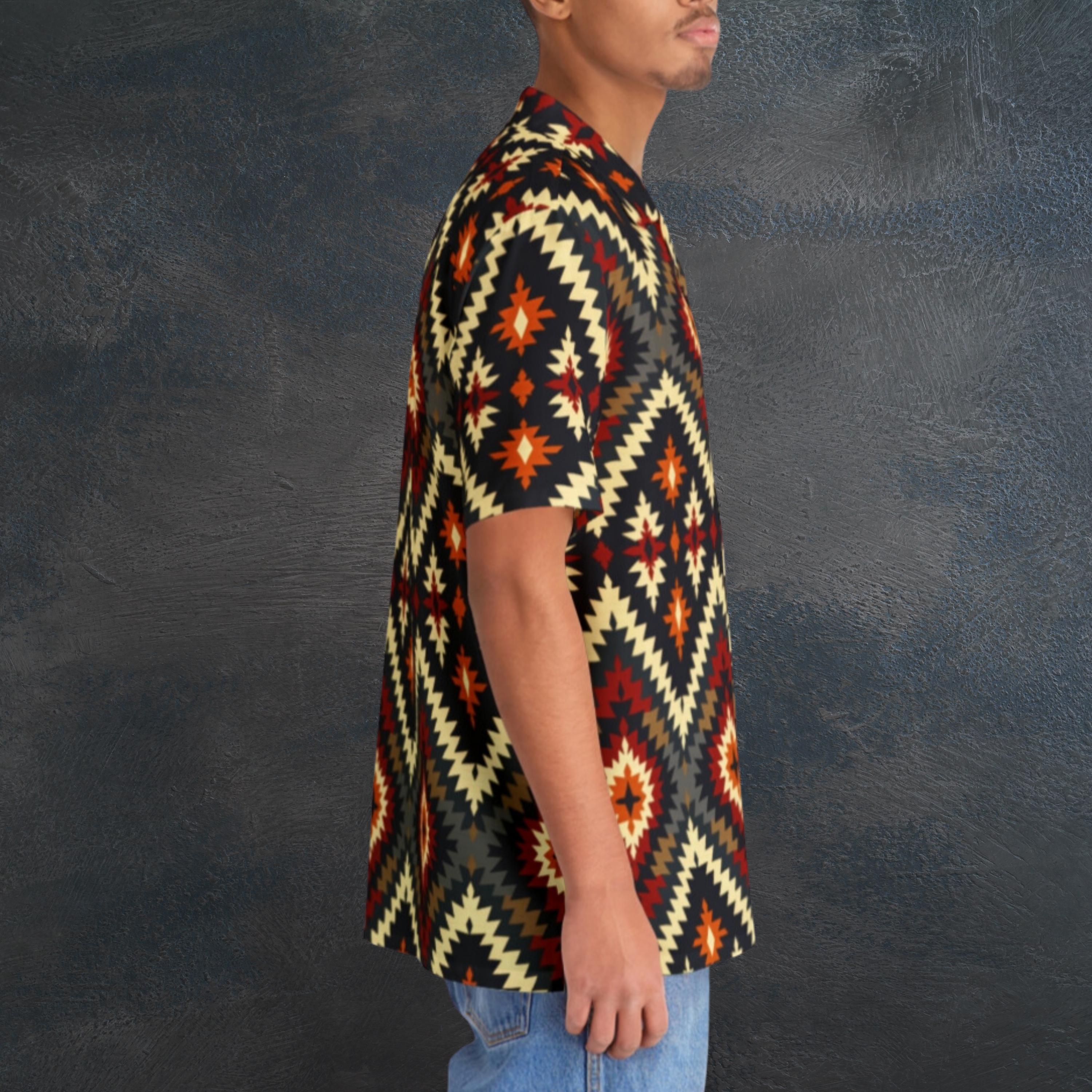 Men's Hawaiian style button up shirt Navajo collection