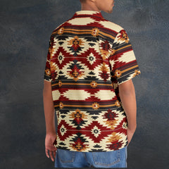 Mens short sleeve western design Hawaiian style button up shirt - Navajo collection