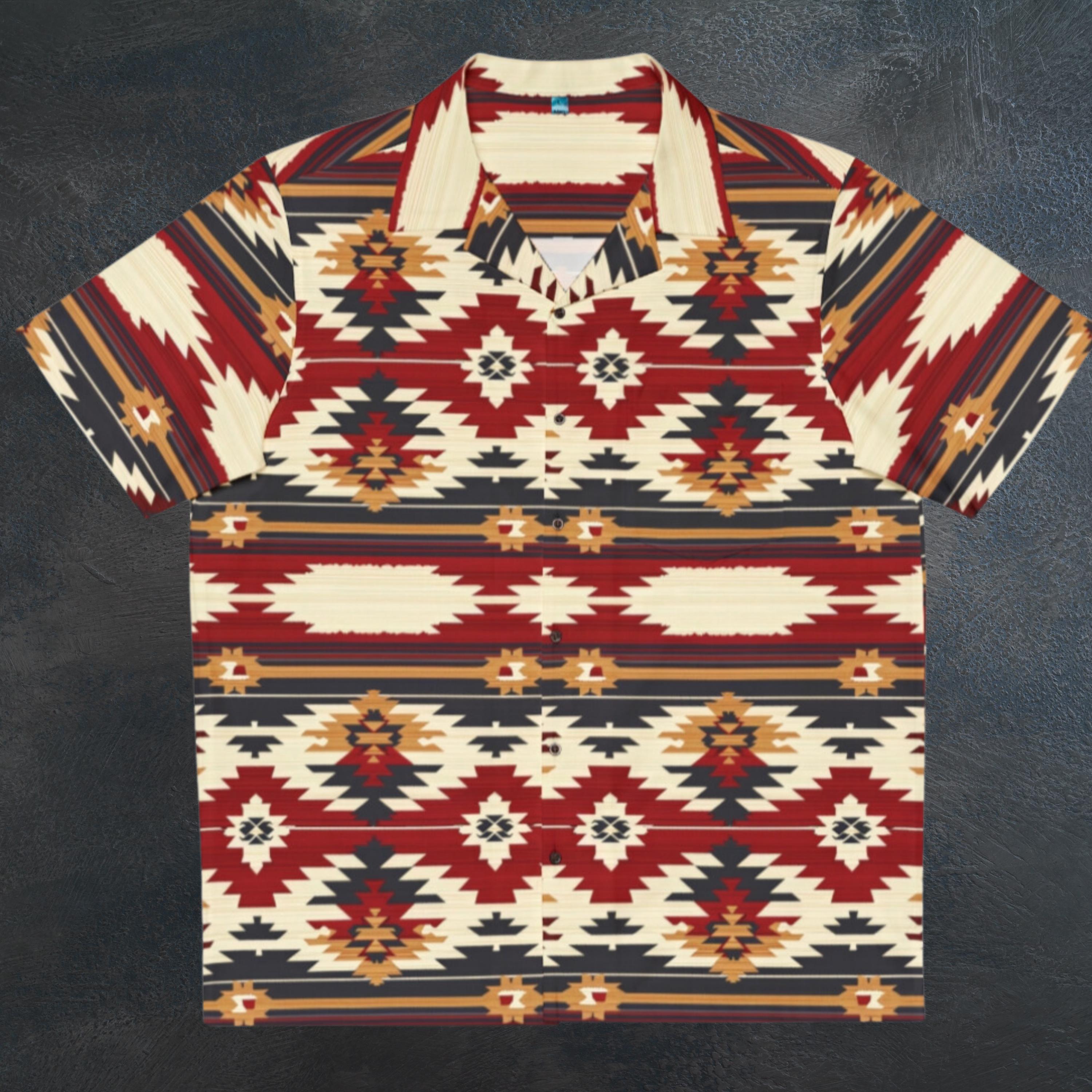 Mens short sleeve western design Hawaiian style button up shirt - Navajo collection