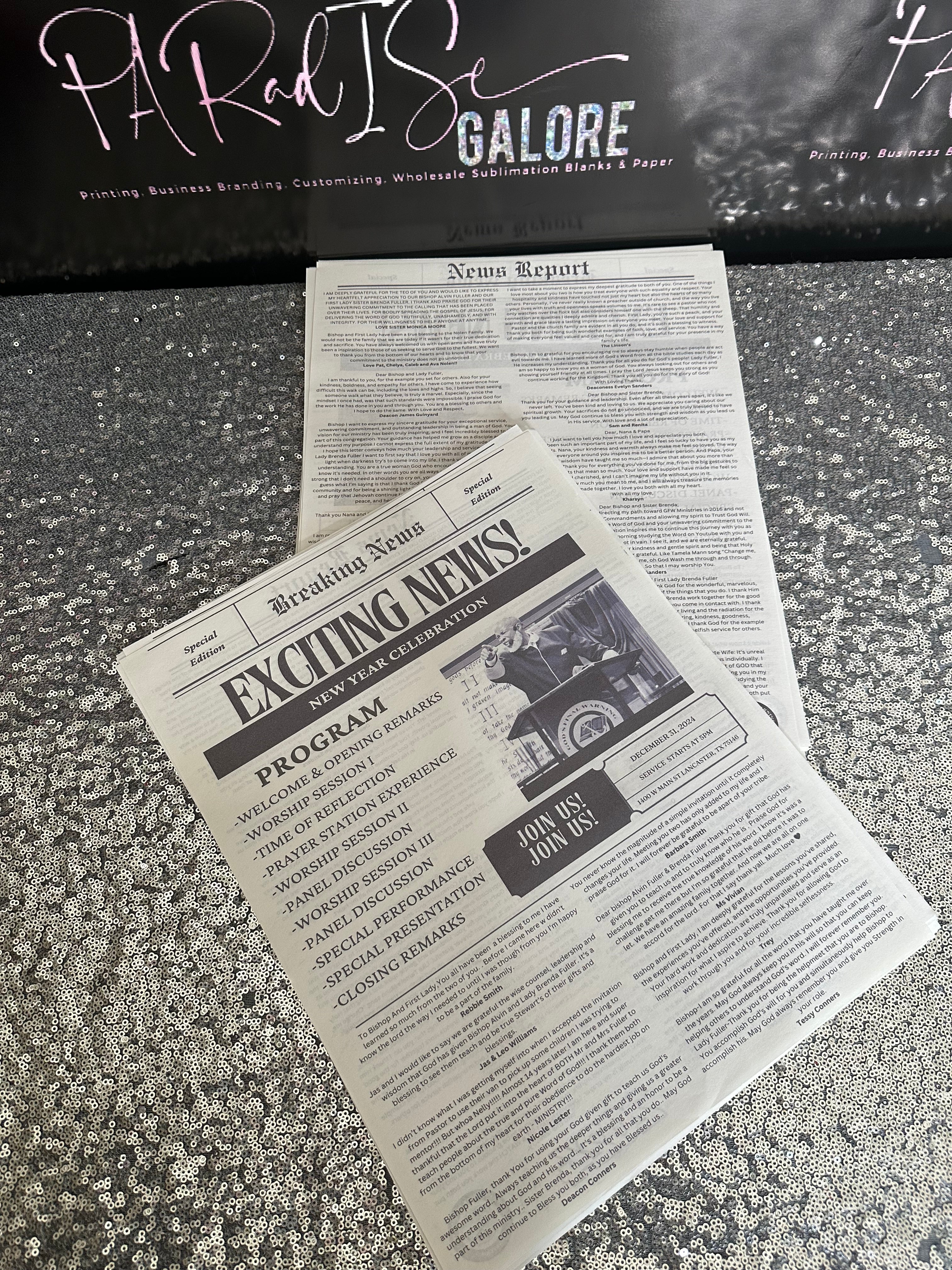 Custom Newspaper Invitation/Announcement Prints