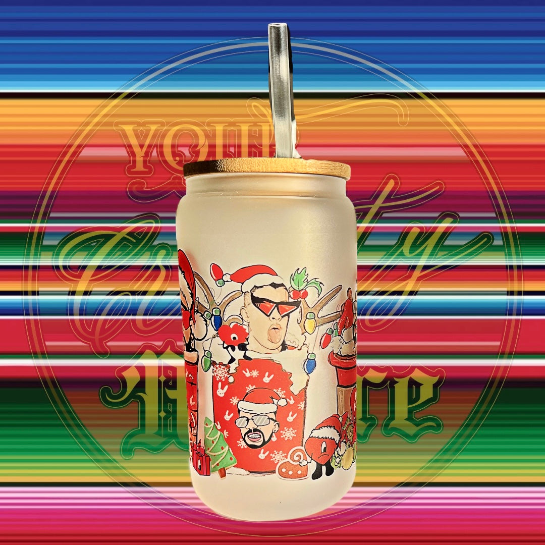 Bad Bunny Holiday Glass Beer Can