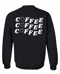 Coffee - Smiley Face (Stacked on Back) + Your Crafty Madre Logo (On Front), 100% Cotton Sweatshirt