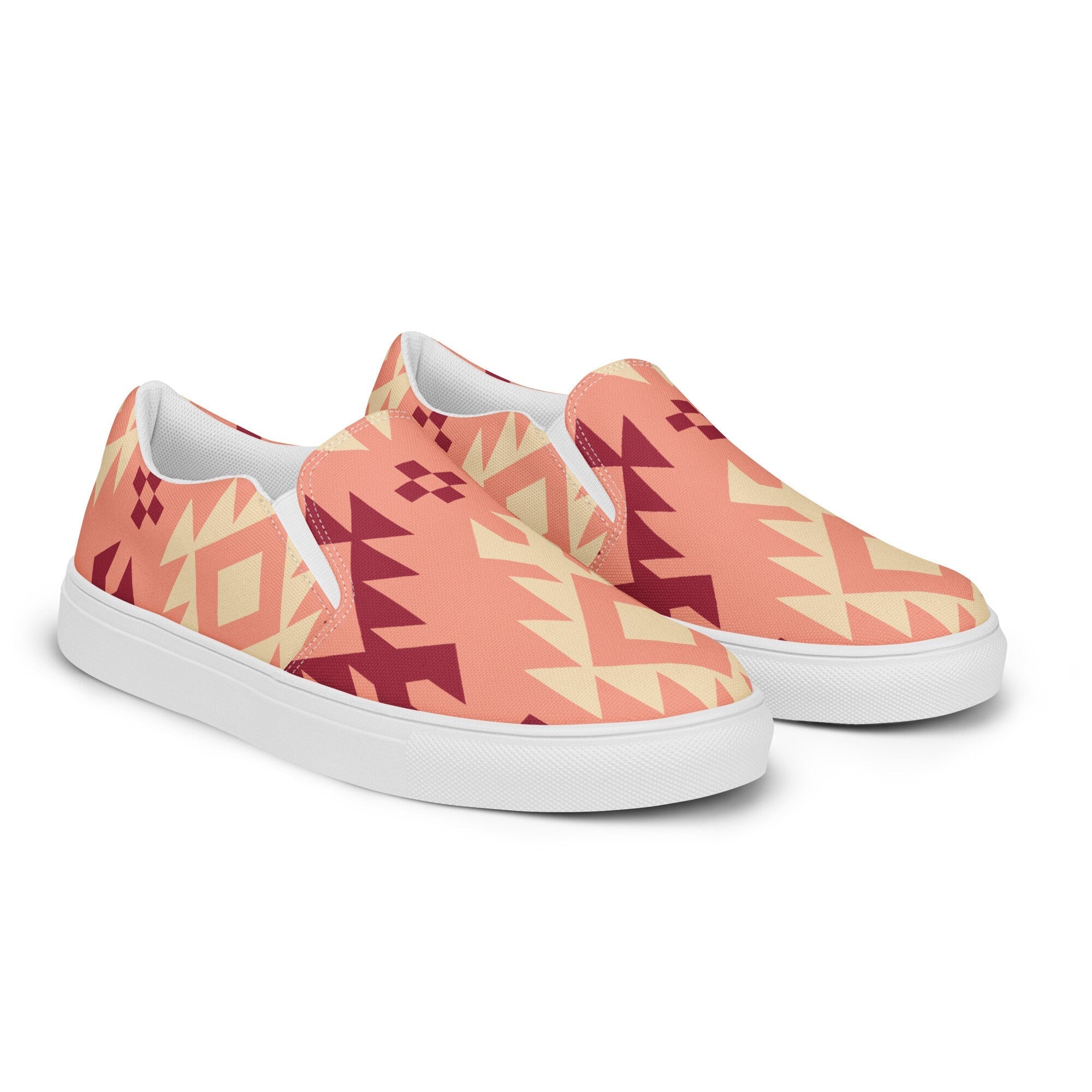 Pink Aztec - Women’s slip-on canvas shoes