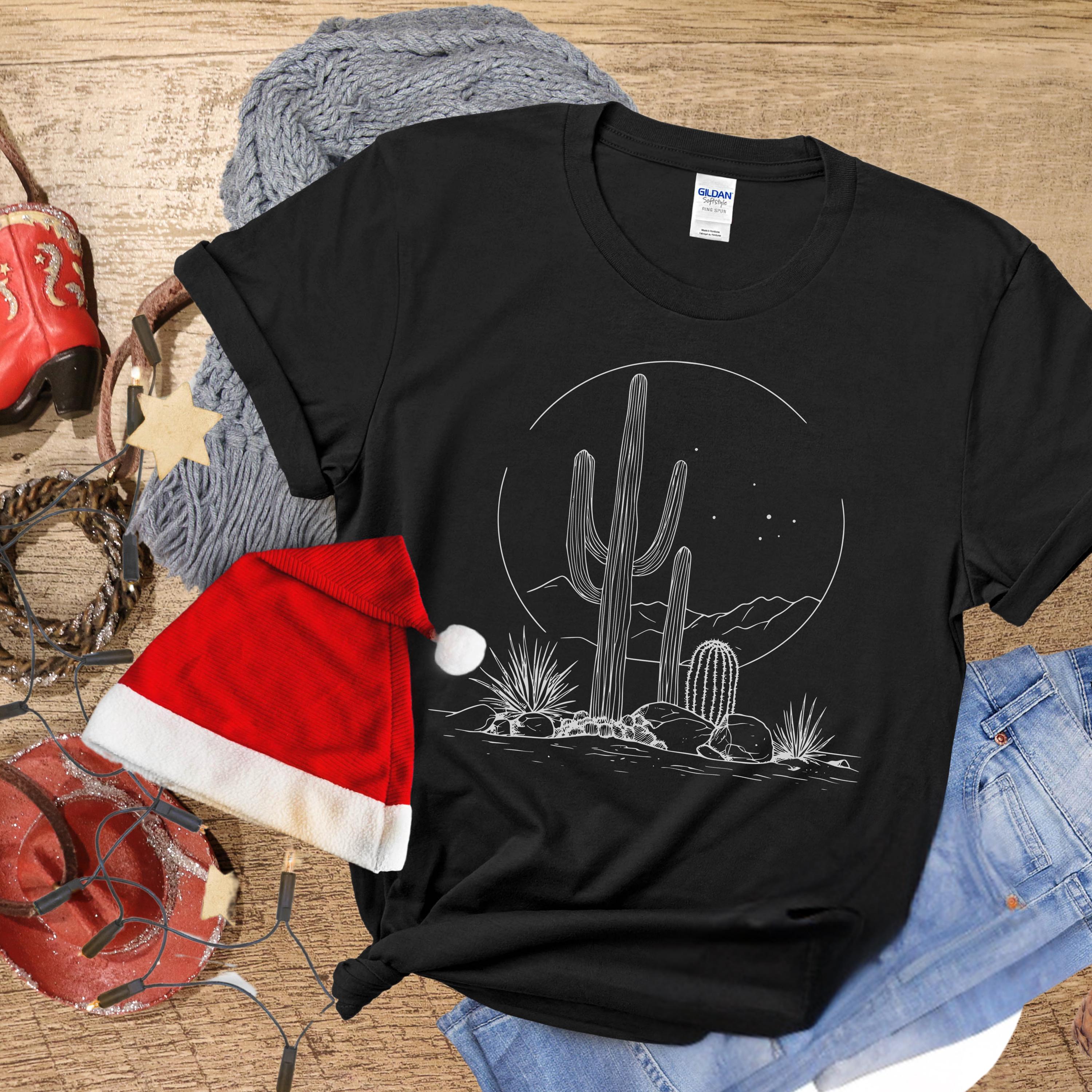 Western Desert Moon Women's Tee, Cowgirl Graphic Shirt, Southwest Style Top, Mountain Cactus Fashion Tee, Vintage Sunset T-Shirt, Boho