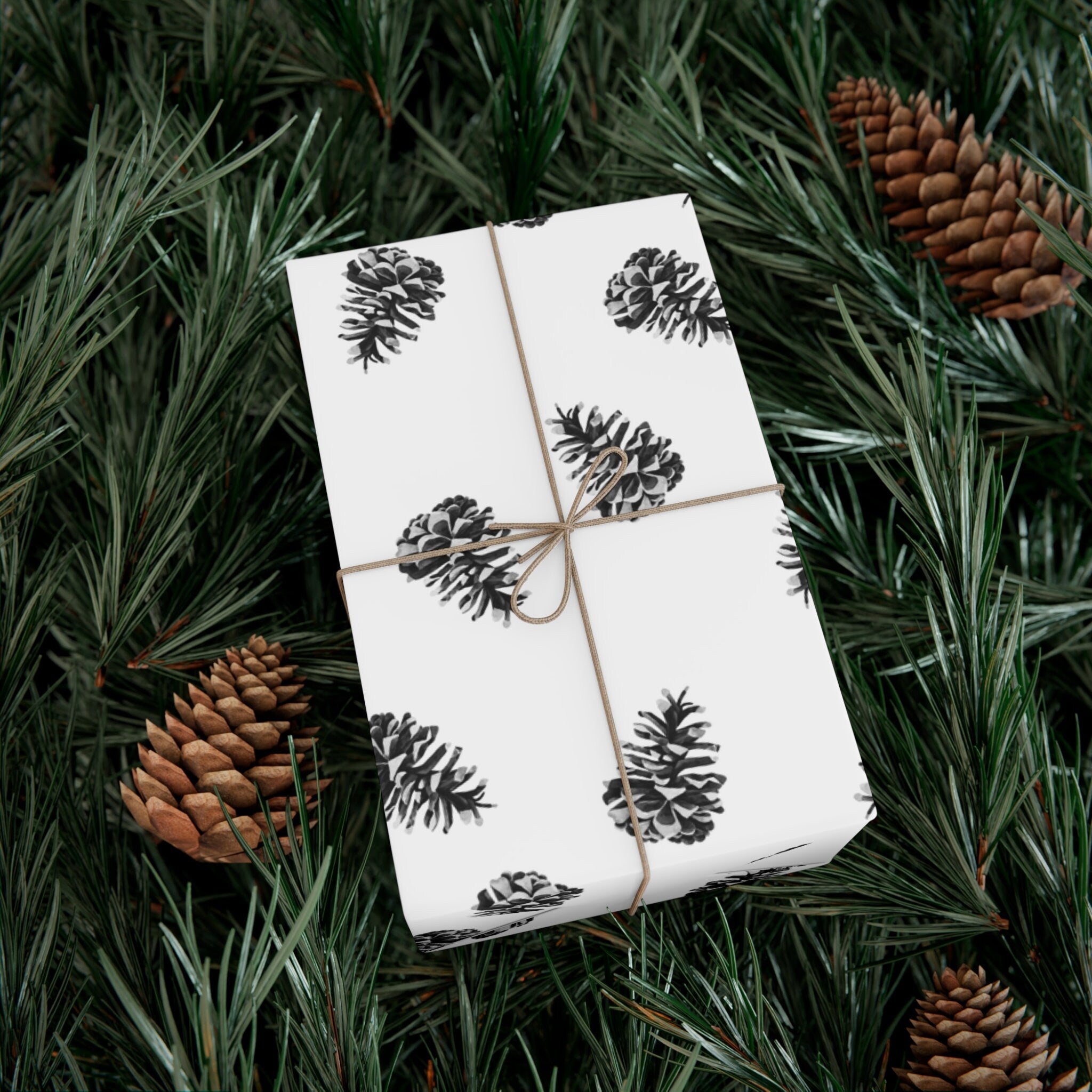 Scandinavian Pine Cone Gift Wrap Roll