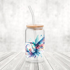 16 oz Hummingbird Glass Sipper Cup with Elegant, Durable Design for Everyday Use