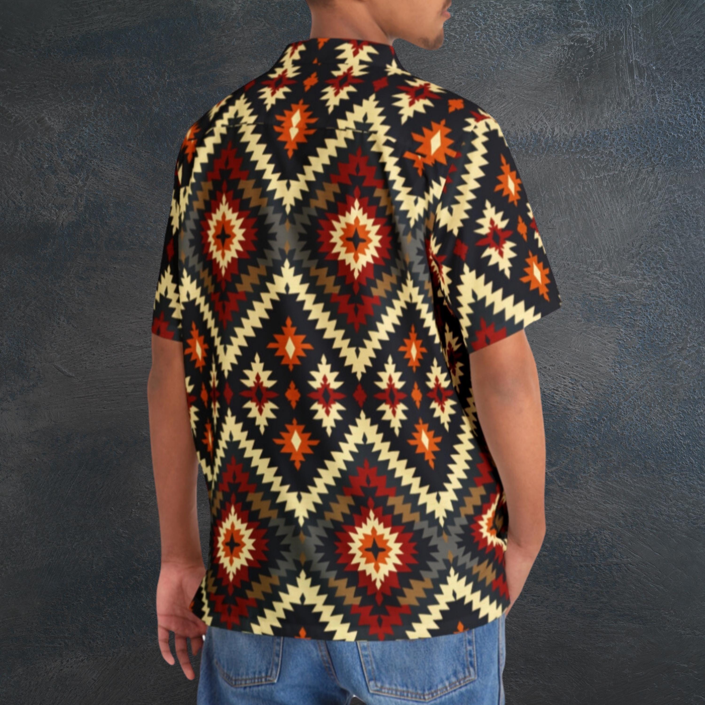 Men's Hawaiian style button up shirt Navajo collection