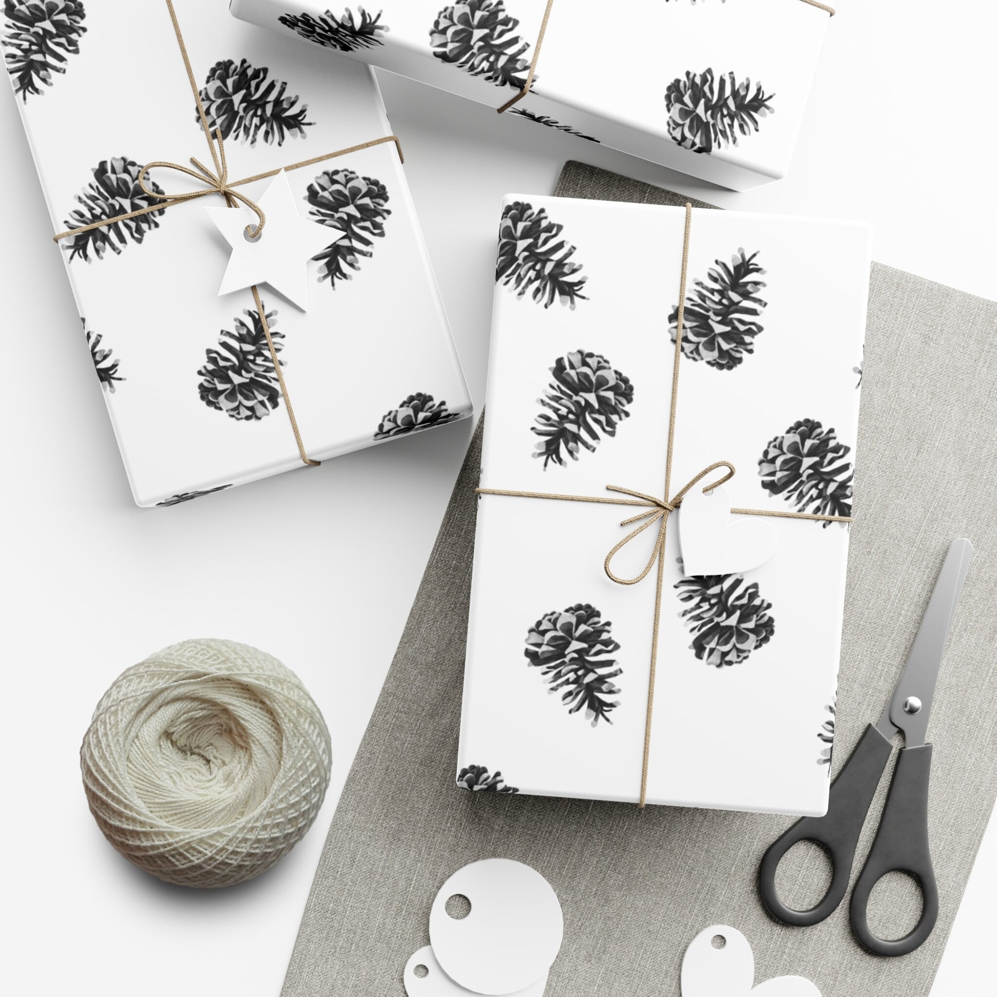 Scandinavian Pine Cone Gift Wrap Roll