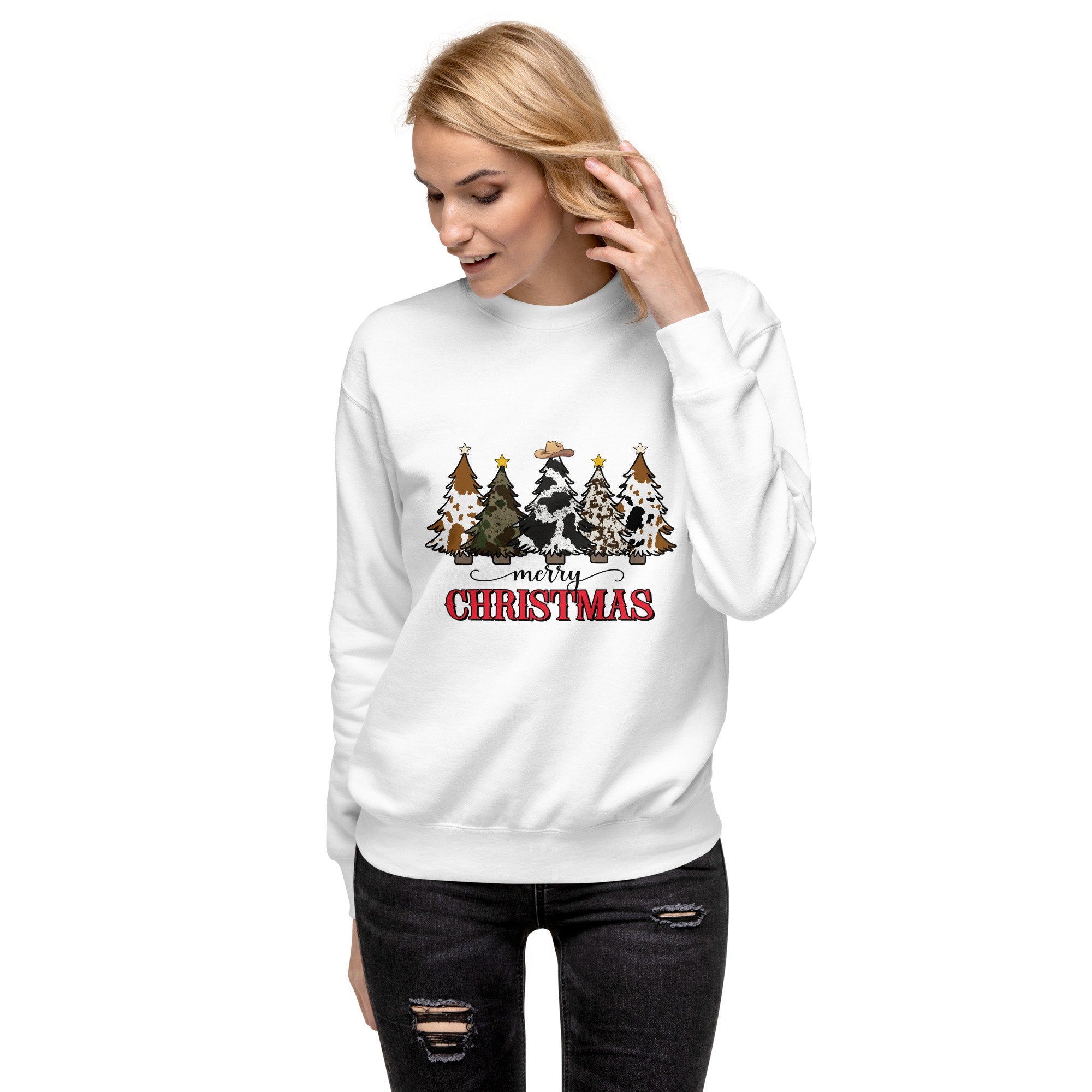 Cowy Christmas Trees -Unisex Premium Sweatshirt