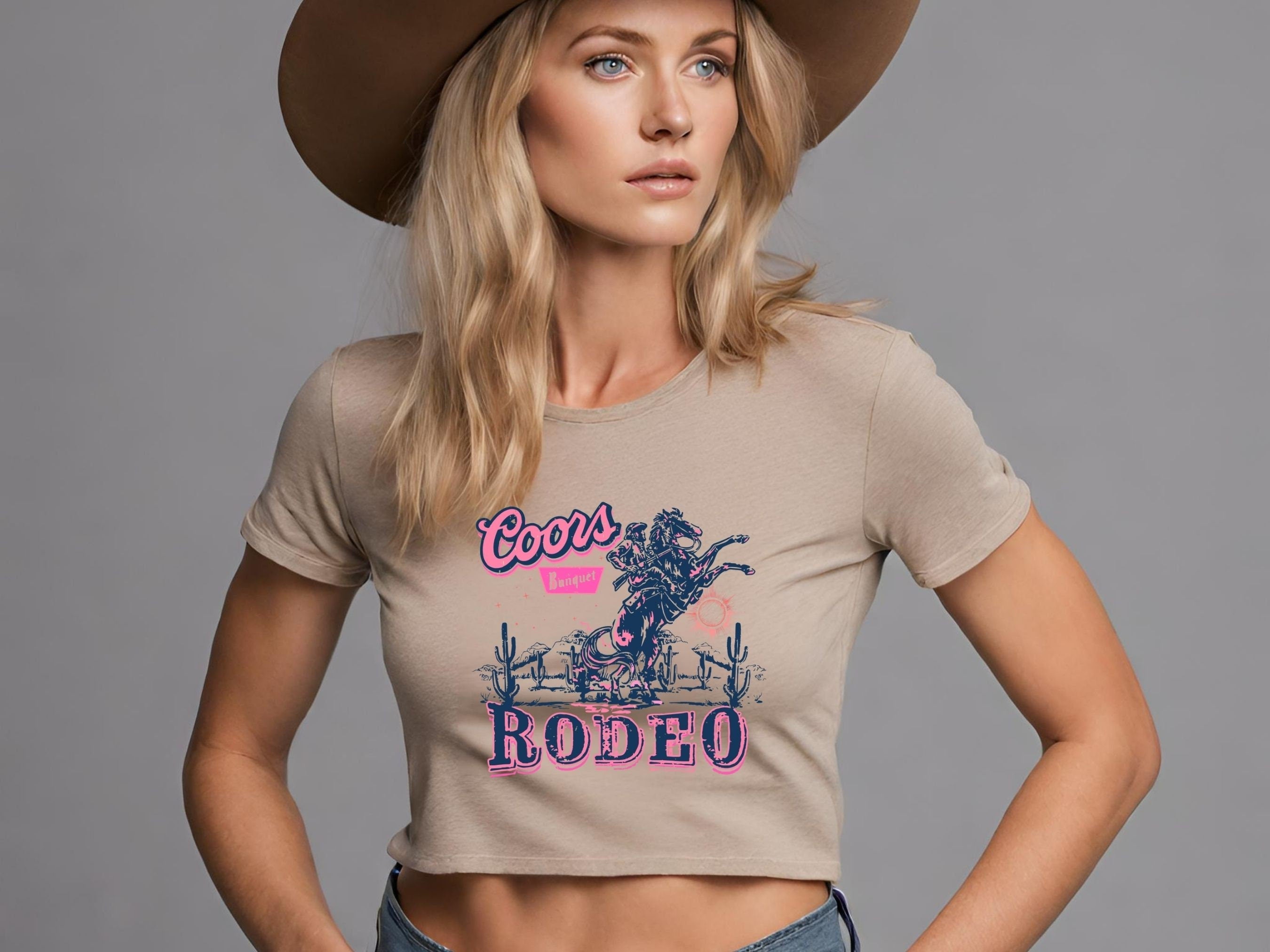 Vintage Coors Rodeo Women's Flowy Cropped T-shirt