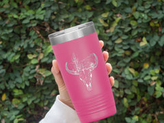 Custom Desert Skull,  Insulated Steel, Laser Engraved Tumbler ,20 Oz Tumbler, Etched Tumbler, Bull Skull