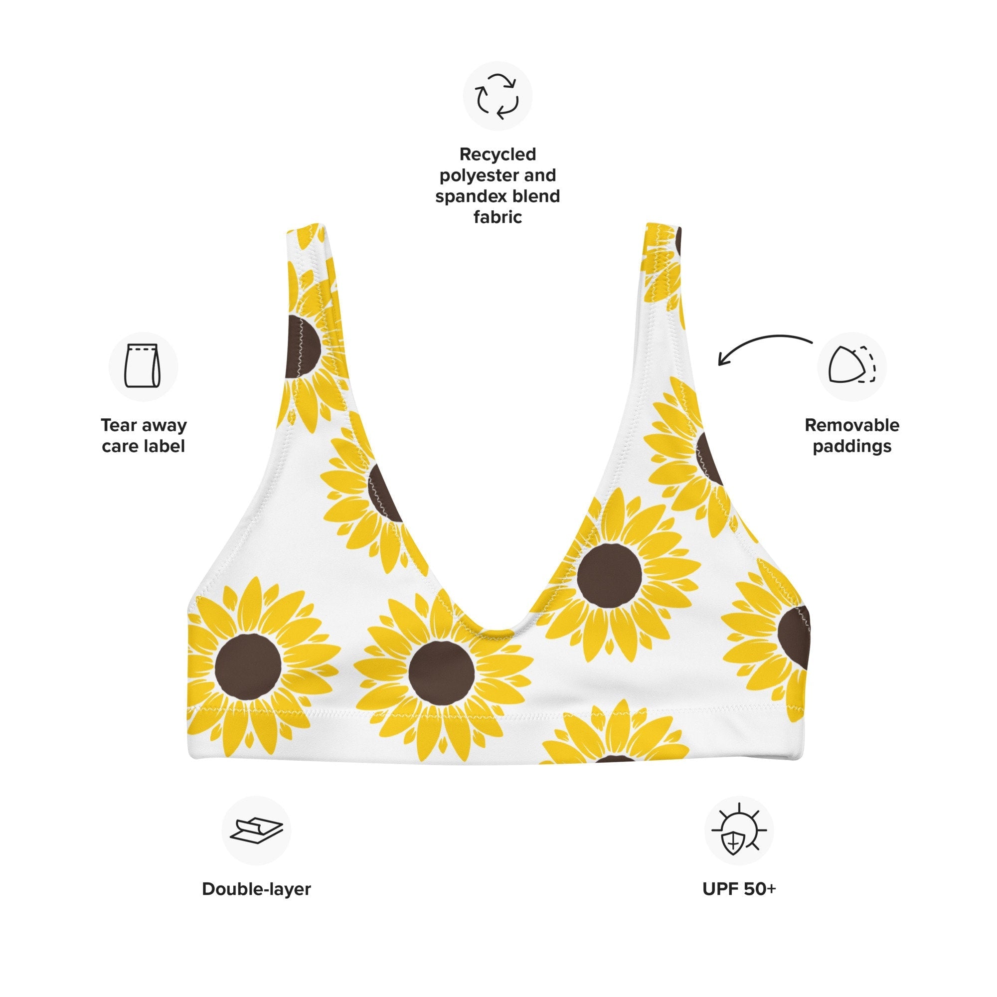 Sunflower Recycled padded bikini top | Western Bikini | Western Swim Top | Western Swimwear | Western Swimsuit