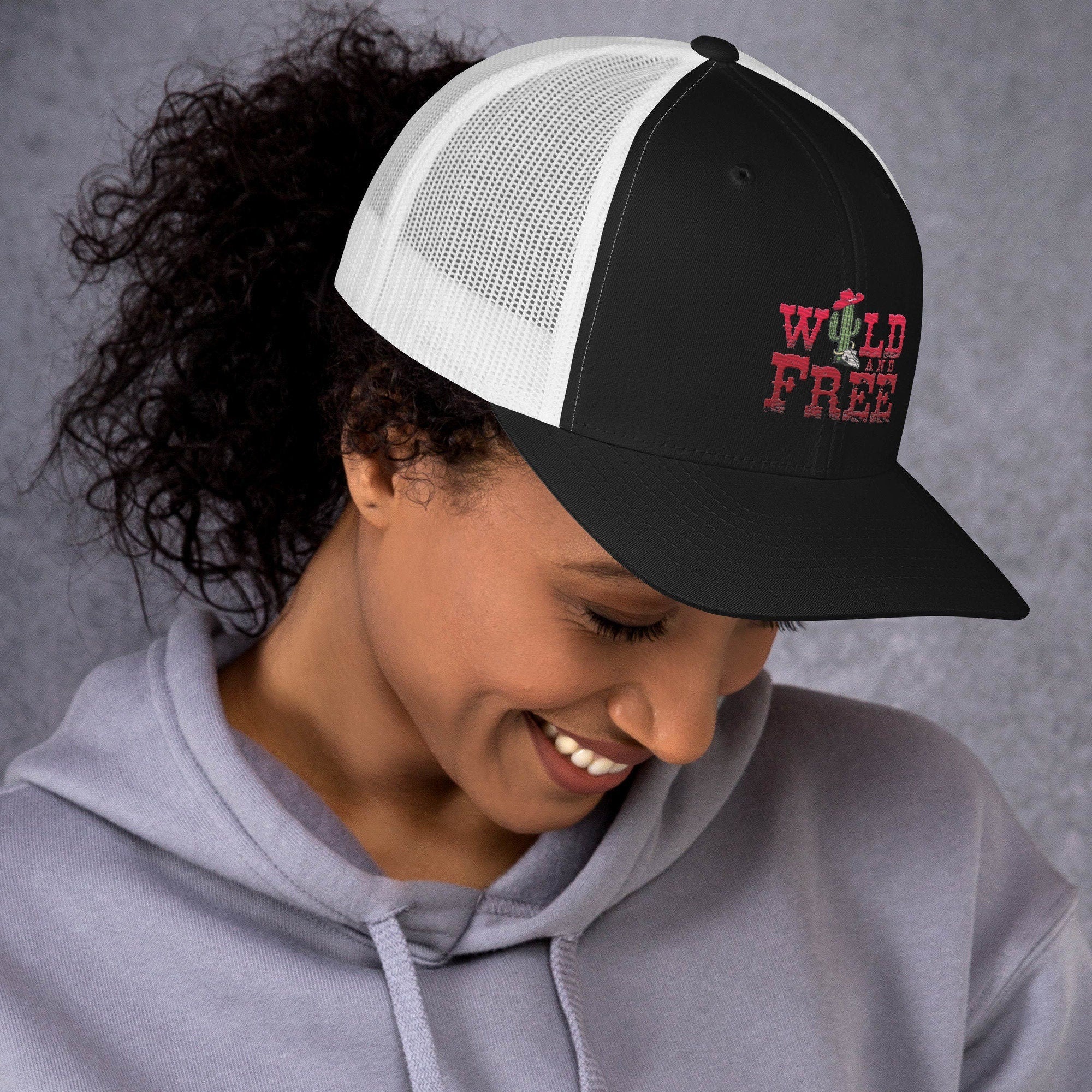 Wild and Free Embroidered Trucker Cap for women