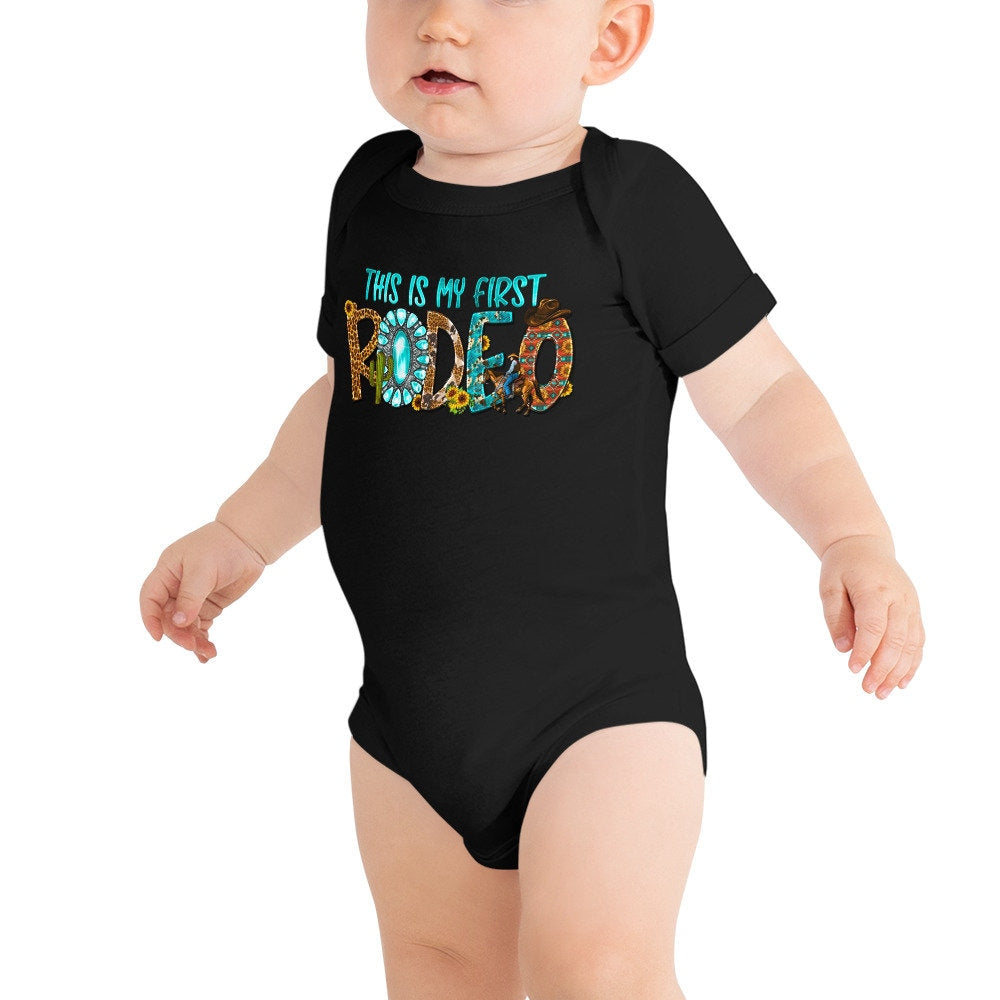 Baby short sleeve one piece First rodeo